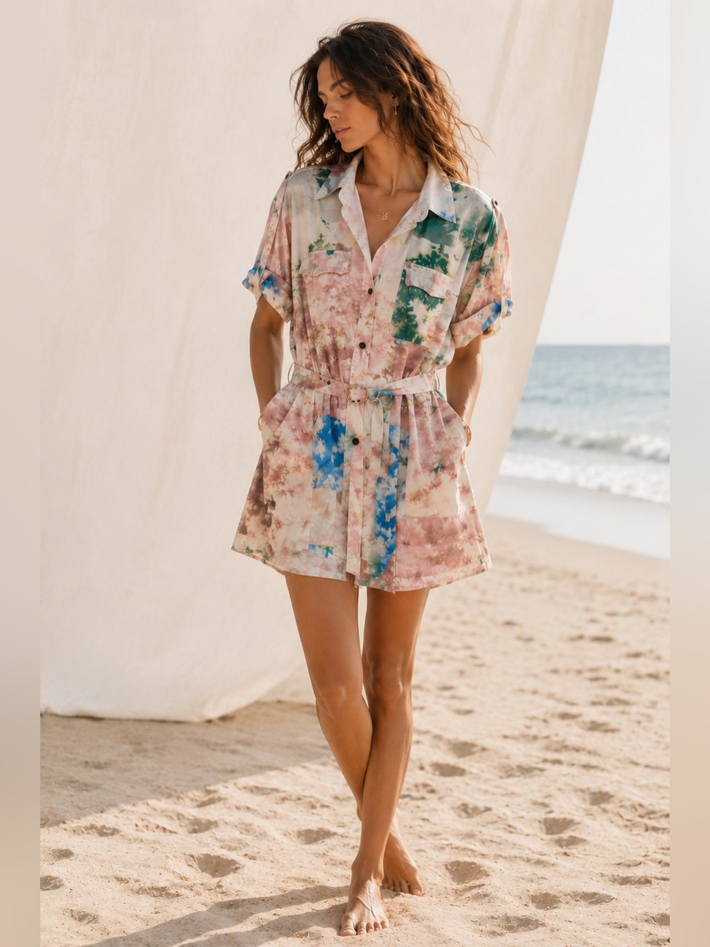 New! SWF Tie-Dye Utilitarian Belted Mini Dress 🌸 Medium